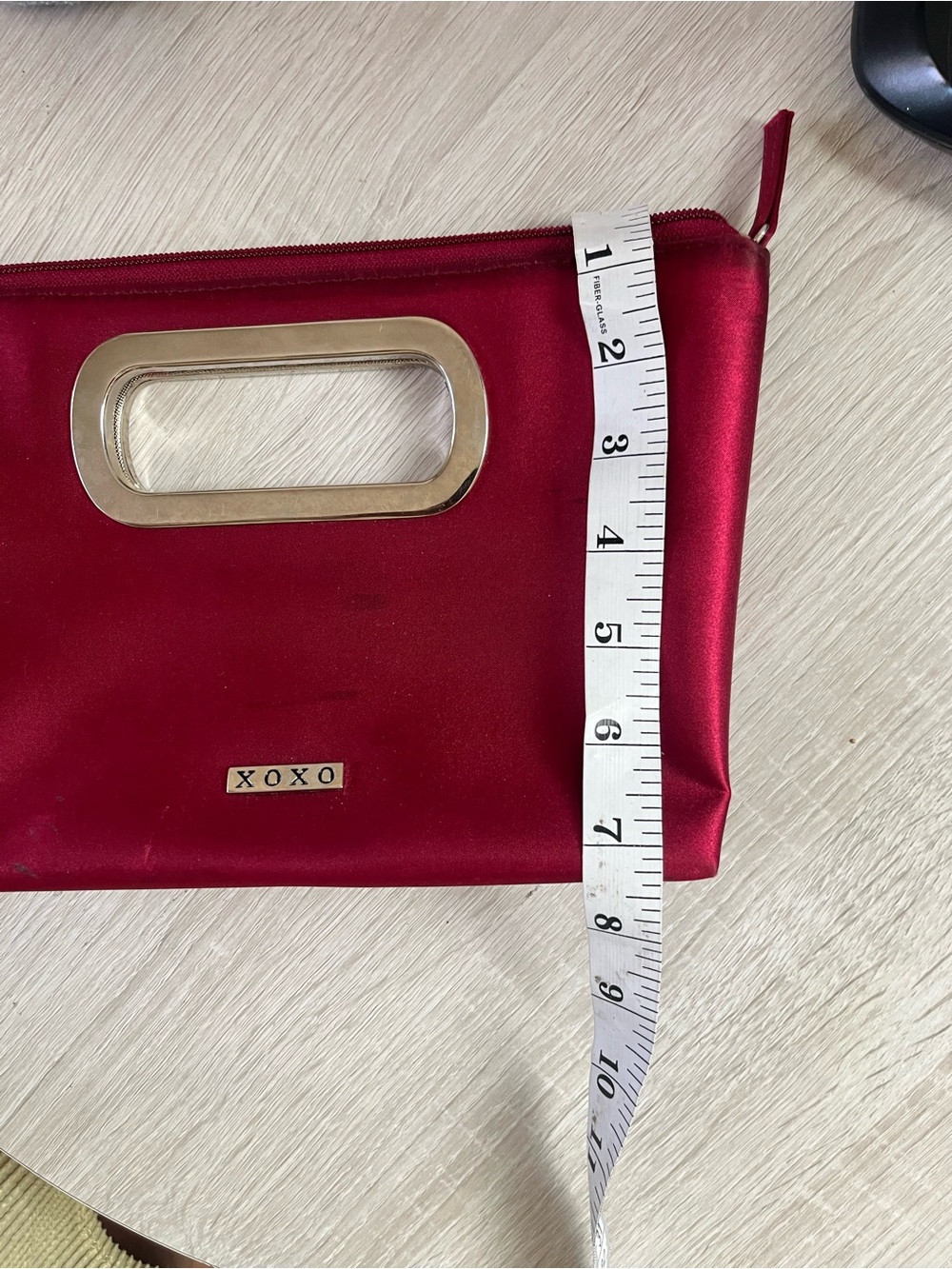 Y2K XOXO Deep Red Satin Clutch with Metal Cutout Handle - Picture 8 of 8